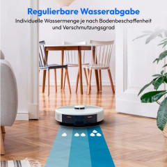 MEDION® Saugroboter mit Absaugstation X22 SW+ grau, Wischfunktion, Lasernavigation, 5.000 Pa Saugkraft, No Go & Go Bereiche, präzise Kartenerstellung, mehrere Etagen, App-Steuerung