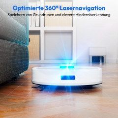 MEDION® Saugroboter mit Absaugstation X22 SW+ grau, Wischfunktion, Lasernavigation, 5.000 Pa Saugkraft, No Go & Go Bereiche, präzise Kartenerstellung, mehrere Etagen, App-Steuerung
