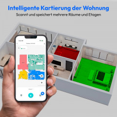 MEDION® Saugroboter mit Absaugstation X23 SW+, Wischfunktion, Lasernavigation, 5.000 Pa Saugkraft, No Go & Go Bereiche, präzise Kartenerstellung, mehrere Etagen, App-Steuerung