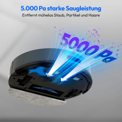 MEDION® Saugroboter mit Absaugstation X23 SW+, Wischfunktion, Lasernavigation, 5.000 Pa Saugkraft, No Go & Go Bereiche, präzise Kartenerstellung, mehrere Etagen, App-Steuerung