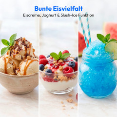 MEDION® LIFE Eismaschine MD 100087, Kapazität für 1,5 L Eis, kein Vorkühlen notwendig, LED-Display mit Sensor-Touch, mit Programmen für Eiscreme, Slush und Joghurt