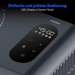 MEDION® LIFE Eismaschine MD 100087, Kapazität für 1,5 L Eis, kein Vorkühlen notwendig, LED-Display mit Sensor-Touch, mit Programmen für Eiscreme, Slush und Joghurt