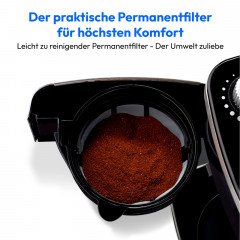 MEDION® Kaffeemaschine mit Mahlwerk MD 19899, 8 Mahlstufen, 1,5 Liter Wassertank, Glaskanne, Warmhaltefunktion, 1.050 Watt
