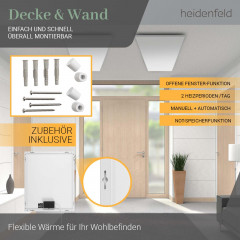 HEIDENFELD HF-HP106-3 | Infrarotheizung (600 Watt, Raumgröße: 16 m²)