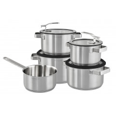 Hanseatic Topf-Set »STYLE« Set, Fleischtopf 1x 16 cm / 2x 20 cm / 1x 24 cm, Stielkasserolle 16 cm, 9 Stk. tlg. Edelstahl 18/10