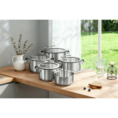 Hanseatic Topf-Set »STYLE« Set, Fleischtopf 1x 16 cm / 2x 20 cm / 1x 24 cm, Stielkasserolle 16 cm, 9 Stk. tlg. Edelstahl 18/10