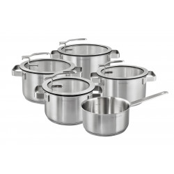 Hanseatic Topf-Set »STYLE« Set, Fleischtopf 1x 16 cm / 2x 20 cm / 1x 24 cm, Stielkasserolle 16 cm, 9 Stk. tlg. Edelstahl 18/10