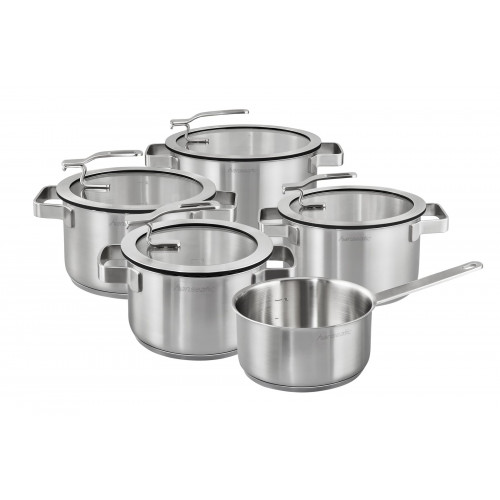 Hanseatic Topf-Set »STYLE« Set, Fleischtopf 1x 16 cm / 2x 20 cm / 1x 24 cm, Stielkasserolle 16 cm, 9 Stk. tlg. Edelstahl 18/10