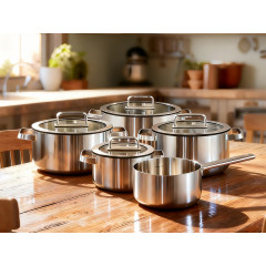 Hanseatic Topf-Set »PREMIUM« Set, Kochtopf 1x 16 cm / 2x 20 cm / 1x 24 cm, Stielkasserolle 16 cm, 9 Stk. tlg. Edelstahl
