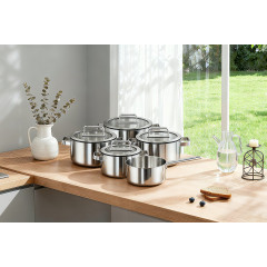 Hanseatic Topf-Set »PREMIUM« Set, Kochtopf 1x 16 cm / 2x 20 cm / 1x 24 cm, Stielkasserolle 16 cm, 9 Stk. tlg. Edelstahl