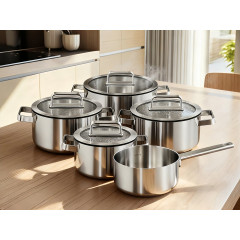 Hanseatic Topf-Set »PREMIUM« Set, Kochtopf 1x 16 cm / 2x 20 cm / 1x 24 cm, Stielkasserolle 16 cm, 9 Stk. tlg. Edelstahl