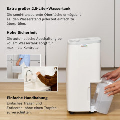 BOSCH Dry 2000 Luftenfeuchter Weiß (178 Watt, Raumgröße: 24 m²)