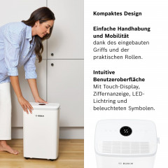 BOSCH Dry 2000 Luftenfeuchter Weiß (178 Watt, Raumgröße: 24 m²)