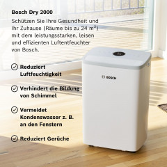 BOSCH Dry 2000 Luftenfeuchter Weiß (178 Watt, Raumgröße: 24 m²)