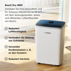 BOSCH Dry 4000 Luftenfeuchter Weiß (285 Watt, Raumgröße: 33 m²)