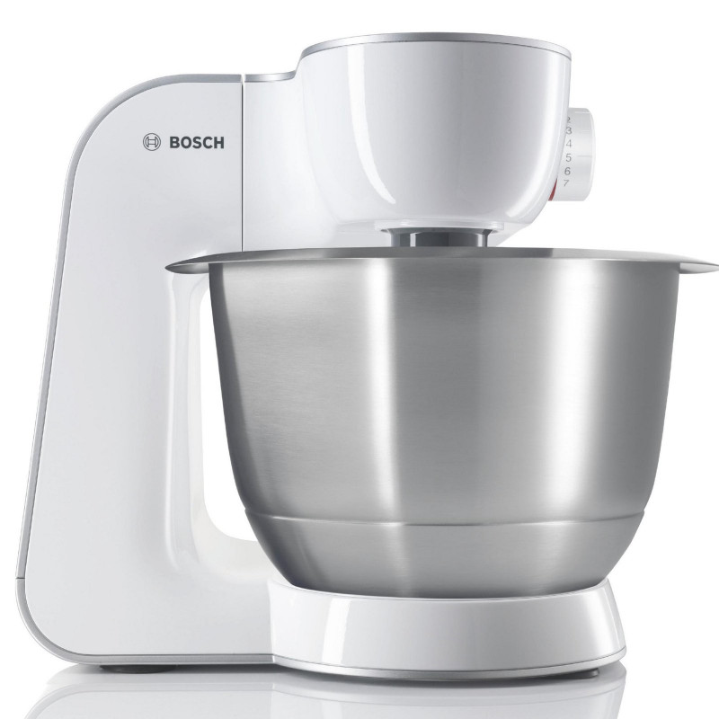 BOSCH MUM 58 W 20 CREATIONLINE Küchenmaschine Weiß/Silber (Rührschüsselkapazität: 3,9 l, 1000 Watt)