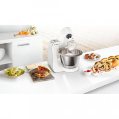 BOSCH MUM 58 W 20 CREATIONLINE Küchenmaschine Weiß/Silber (Rührschüsselkapazität: 3,9 l, 1000 Watt)