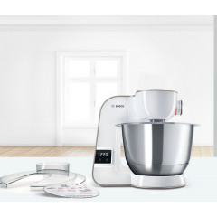 BOSCH Küchenmaschine »Serie 4 MUM5XW40, integr. Waage, Durchlaufschnitzler, weiß/champagner« 4 Scheiben, Mixer, Fleischwolf, Zitruspresse, Profi Patisserie-Set