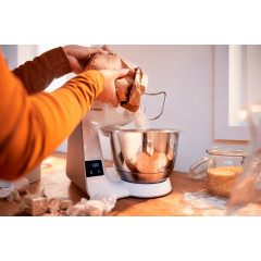 BOSCH Küchenmaschine »Serie 4 MUM5XW40, integr. Waage, Durchlaufschnitzler, weiß/champagner« 4 Scheiben, Mixer, Fleischwolf, Zitruspresse, Profi Patisserie-Set