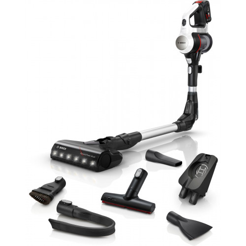 BOSCH Akku-Stielstaubsauger »Unlimited 7 BSS711W, Knickrohr, Hygiene-Filter, 10 J. Motorgarantie« LED-Licht, hohe Saugkraft, lange Laufzeit, XXL-Polsterdüse, weiß