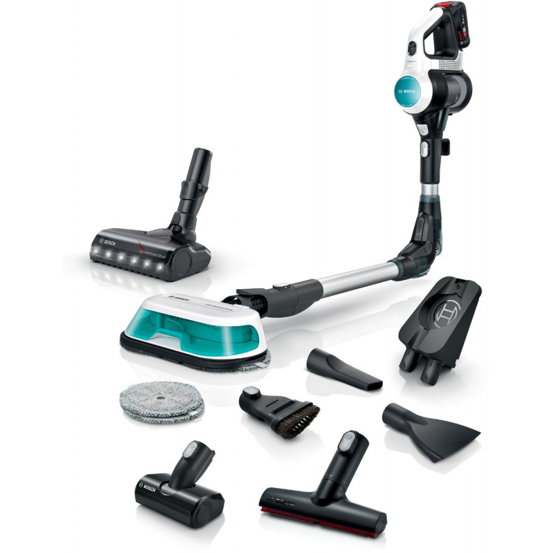 BKS71HYG3 Akku-Stielstaubsauger weiß, 40 min Laufzeit, HEPA-Filter, Matratzendüse, Elektro-Bodenbürste