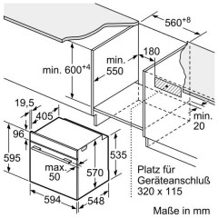 Bosch HBA514BS3 Serie 4 Einbaubackofen, 71 l Volumen, bis 275 °C