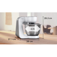 BOSCH MUM58210 Serie 4 Küchenmaschine Weiß (Rührschüsselkapazität: 3,9 l, 1000 Watt)