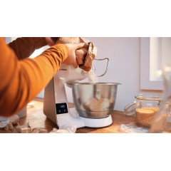 BOSCH MUM5XW34 Serie 4, MUM 5 Küchenmaschine Weiß/Champagne (Rührschüsselkapazität: 3,9 l, 1000 Watt)