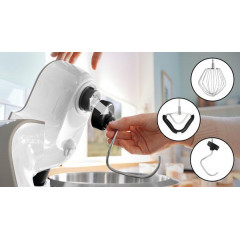 BOSCH MUM5XW34 Serie 4, MUM 5 Küchenmaschine Weiß/Champagne (Rührschüsselkapazität: 3,9 l, 1000 Watt)