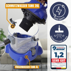 ALBATROS HYDRO 7500 inkl. 1l Shampoo Nass- und Trockensauger, Blau