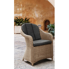 Destiny Balkonset »MALAGA 2 Se + Kaffeetisch Ø 60x55cm, natur meliert« Set, 7 Stk. tlg. Aluminium, Polyrattan