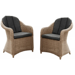 Destiny Balkonset »MALAGA 2 Se + Kaffeetisch Ø 60x55cm, natur meliert« Set, 7 Stk. tlg. Aluminium, Polyrattan