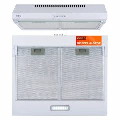 NEG Unterbau Dunstabzugshaube NEG15-DC+ Doppelmotor 60cm 424 m³/h Abluft & Umluft Flexibler Abluftanschluss Oben/Hinten Weiß