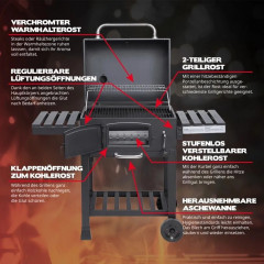 Taino Hero XL Holzkohlegrill Set BBQ Grillwagen Smoker Räucherofen Kohle