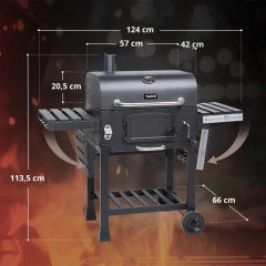 Taino Hero XL Holzkohlegrill Set BBQ Grillwagen Smoker Räucherofen Kohle