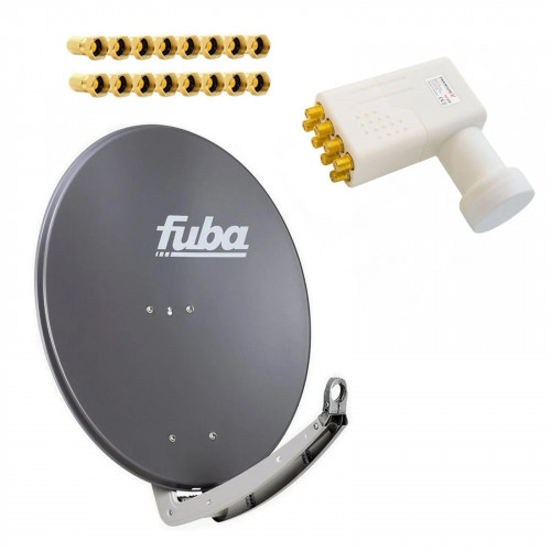 Premium X Satelliten-Komplettanlage Fuba DAA 850 A Satellitenschüssel Alu Anthrazit Octo LNB 16x F-Stecker für 8 Teilnehmer