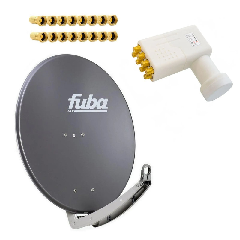 Premium X Satelliten-Komplettanlage Fuba DAA 850 A Satellitenschüssel Alu Anthrazit Octo LNB 16x F-Stecker für 8 Teilnehmer