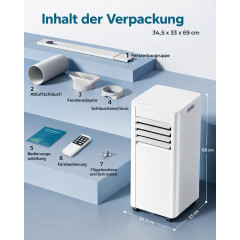 JUNG LIFE AIR 9000BTU mobiles Klimagerät Weiß (Max. Raumgröße: 75 m², EEK: A)