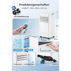 JUNG LIFE AIR 9000BTU mobiles Klimagerät Weiß (Max. Raumgröße: 75 m², EEK: A)