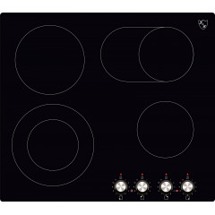 K&H 4 Zonen Glaskeramikkochfeld 59cm Knebel Steuerung Elektro Autark Eingebaut CK-7206K Elektrokochfeld (590 mm breit, 4 Kochfelder)