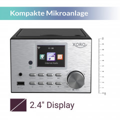 XORO XORO HMT 500 Pro Mikro Stereoanlage WLAN-Stereo-Internetradio, Internet Radio, FM, DAB, DAB+, Bluetooth, Schwarz, Silber