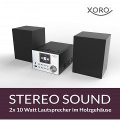 XORO XORO HMT 500 Pro Mikro Stereoanlage WLAN-Stereo-Internetradio, Internet Radio, FM, DAB, DAB+, Bluetooth, Schwarz, Silber