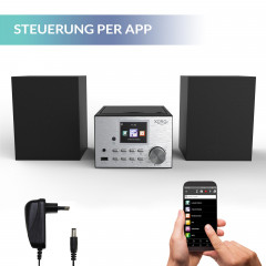 XORO XORO HMT 500 Pro Mikro Stereoanlage WLAN-Stereo-Internetradio, Internet Radio, FM, DAB, DAB+, Bluetooth, Schwarz, Silber