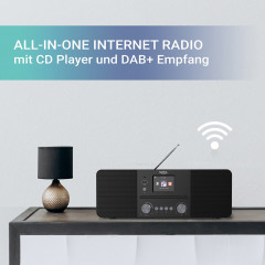 XORO HMT 620 All-in-One Stereo Internetradio DAB+/FM Internet Radio, WLAN-Stereo-Internetradio mit DAB+/FM, Internet Radio, DAB, DAB+, FM, Bluetooth, schwarz