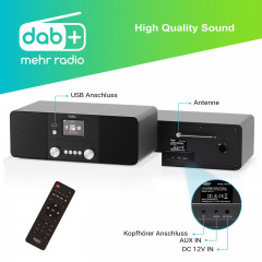 XORO HMT 620 All-in-One Stereo Internetradio DAB+/FM Internet Radio, WLAN-Stereo-Internetradio mit DAB+/FM, Internet Radio, DAB, DAB+, FM, Bluetooth, schwarz