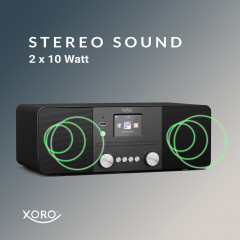 XORO HMT 620 All-in-One Stereo Internetradio DAB+/FM Internet Radio, WLAN-Stereo-Internetradio mit DAB+/FM, Internet Radio, DAB, DAB+, FM, Bluetooth, schwarz