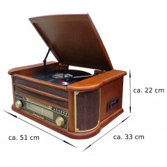 CYBERLUX CL-3010 Plattenspieler Nostalgie Musikanlage Kompaktanlage Retro (Bolton Brown)