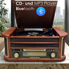 CYBERLUX CL-3010 Plattenspieler Nostalgie Musikanlage Kompaktanlage Retro (Bolton Brown)