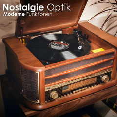 CYBERLUX CL-3010 Plattenspieler Nostalgie Musikanlage Kompaktanlage Retro (Bolton Brown)
