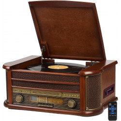CYBERLUX CL-3010 Plattenspieler Nostalgie Musikanlage Kompaktanlage Retro (Bolton Brown)